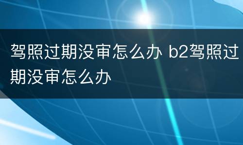 驾照过期没审怎么办 b2驾照过期没审怎么办