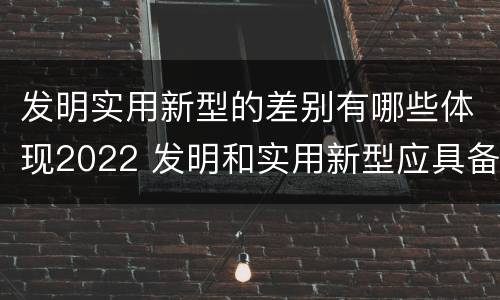 发明实用新型的差别有哪些体现2022 发明和实用新型应具备的条件