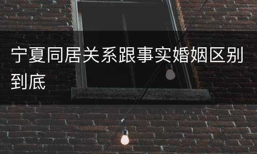 宁夏同居关系跟事实婚姻区别到底