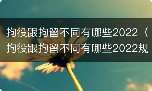 拘役跟拘留不同有哪些2022（拘役跟拘留不同有哪些2022规定）