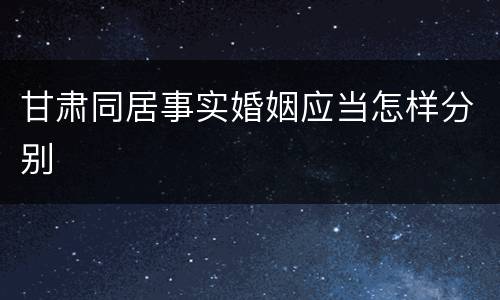 甘肃同居事实婚姻应当怎样分别