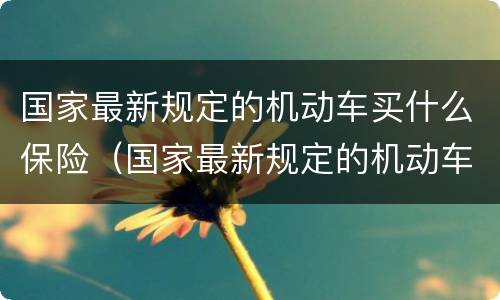 国家最新规定的机动车买什么保险（国家最新规定的机动车买什么保险合适）