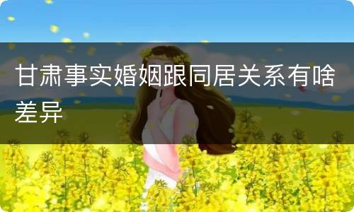 甘肃事实婚姻跟同居关系有啥差异