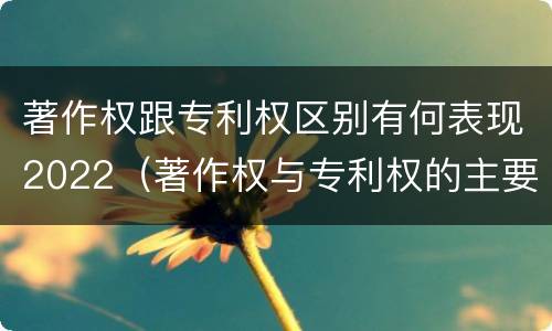 著作权跟专利权区别有何表现2022（著作权与专利权的主要区别是什么?）