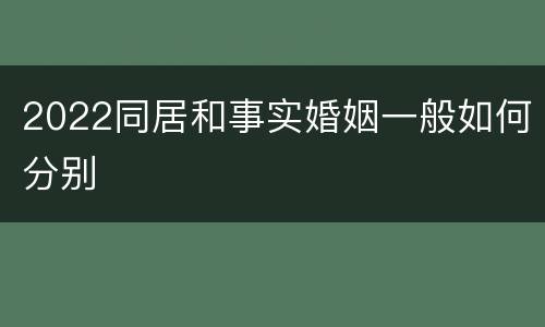 2022同居和事实婚姻一般如何分别