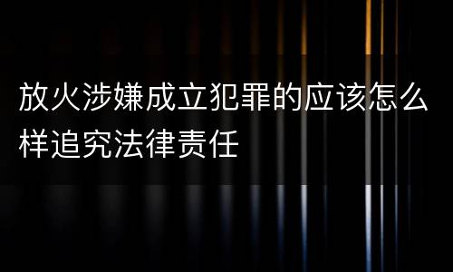 放火涉嫌成立犯罪的应该怎么样追究法律责任