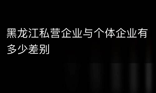 黑龙江私营企业与个体企业有多少差别