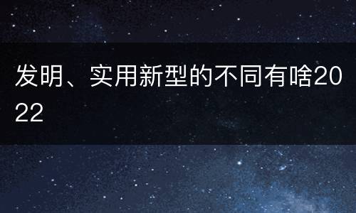 发明、实用新型的不同有啥2022