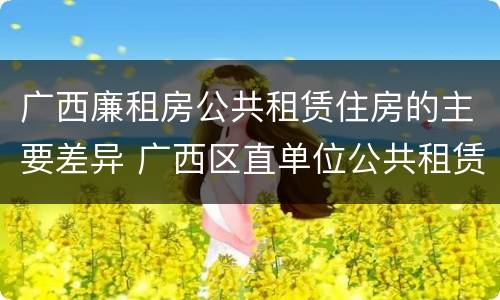 广西廉租房公共租赁住房的主要差异 广西区直单位公共租赁住房