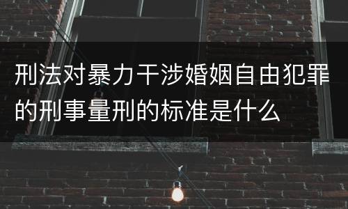 刑法对暴力干涉婚姻自由犯罪的刑事量刑的标准是什么