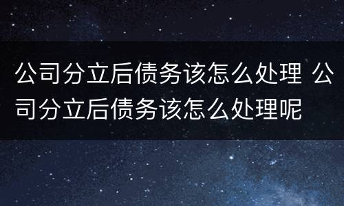 公司分立后债务该怎么处理 公司分立后债务该怎么处理呢
