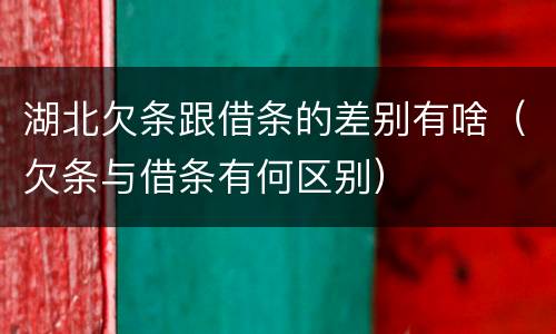 湖北欠条跟借条的差别有啥（欠条与借条有何区别）