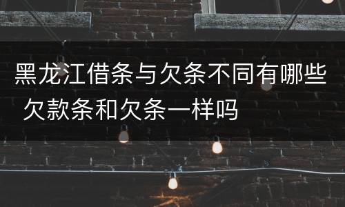 黑龙江借条与欠条不同有哪些 欠款条和欠条一样吗