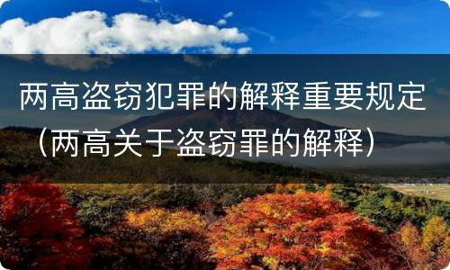 两高盗窃犯罪的解释重要规定（两高关于盗窃罪的解释）