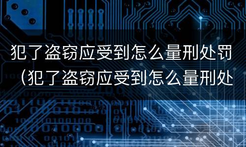 犯了盗窃应受到怎么量刑处罚（犯了盗窃应受到怎么量刑处罚呢）