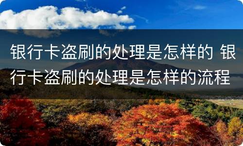 银行卡盗刷的处理是怎样的 银行卡盗刷的处理是怎样的流程