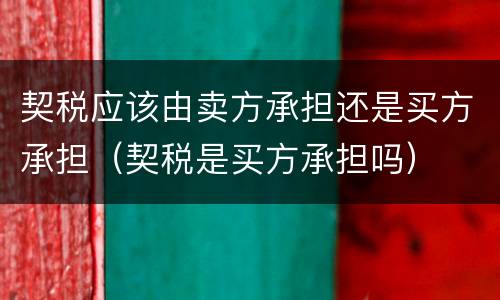契税应该由卖方承担还是买方承担（契税是买方承担吗）
