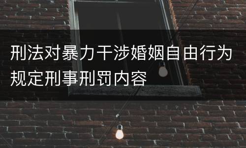 刑法对暴力干涉婚姻自由行为规定刑事刑罚内容