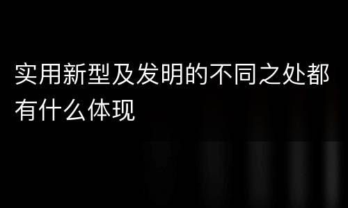实用新型及发明的不同之处都有什么体现