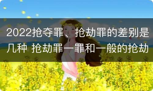 2022抢夺罪、抢劫罪的差别是几种 抢劫罪一罪和一般的抢劫罪