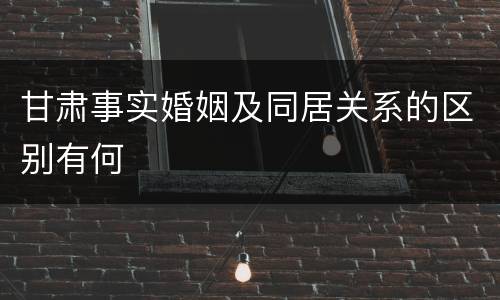 甘肃事实婚姻及同居关系的区别有何