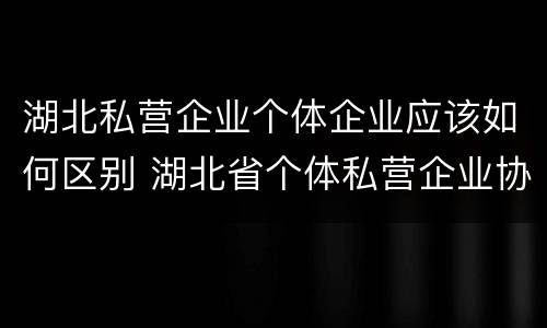 湖北私营企业个体企业应该如何区别 湖北省个体私营企业协会