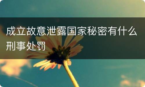 成立故意泄露国家秘密有什么刑事处罚