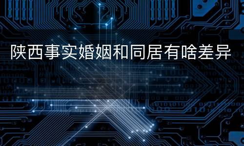 陕西事实婚姻和同居有啥差异