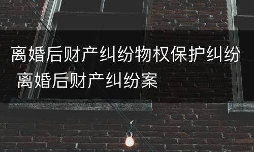 离婚后财产纠纷物权保护纠纷 离婚后财产纠纷案