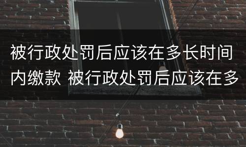 被行政处罚后应该在多长时间内缴款 被行政处罚后应该在多长时间内缴款呢