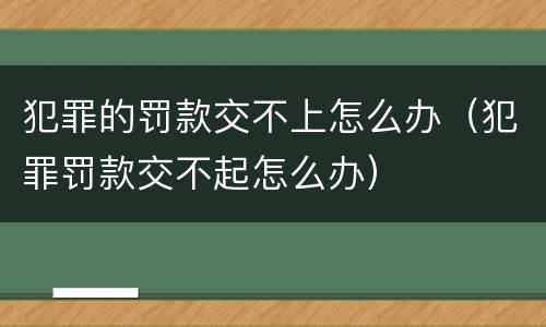 犯罪的罚款交不上怎么办（犯罪罚款交不起怎么办）