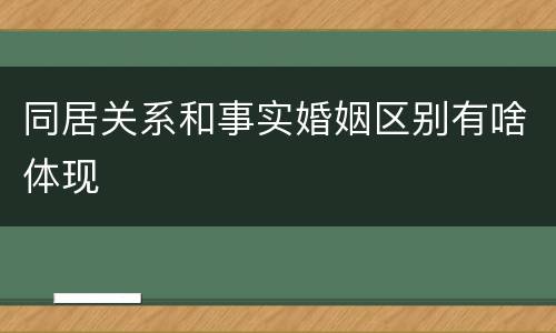 同居关系和事实婚姻区别有啥体现