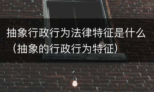 抽象行政行为法律特征是什么（抽象的行政行为特征）
