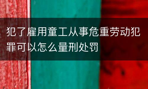 犯了雇用童工从事危重劳动犯罪可以怎么量刑处罚
