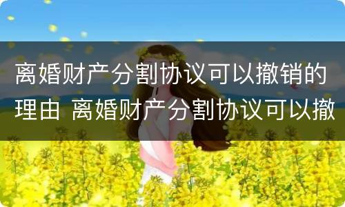离婚财产分割协议可以撤销的理由 离婚财产分割协议可以撤销的理由有哪些