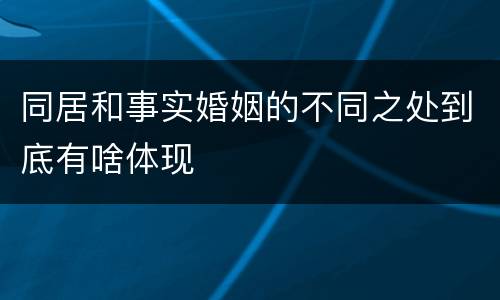 同居和事实婚姻的不同之处到底有啥体现