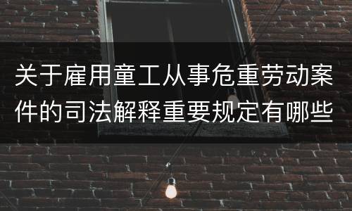 关于雇用童工从事危重劳动案件的司法解释重要规定有哪些