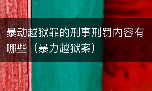暴动越狱罪的刑事刑罚内容有哪些（暴力越狱案）