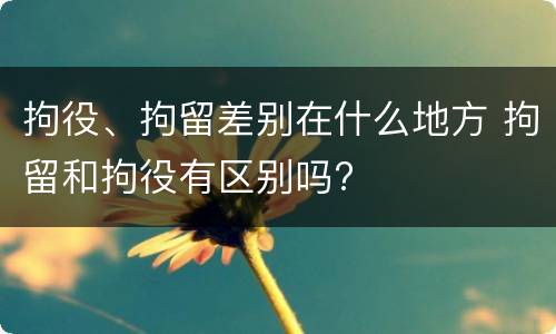 拘役、拘留差别在什么地方 拘留和拘役有区别吗?