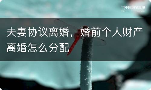 夫妻协议离婚，婚前个人财产离婚怎么分配