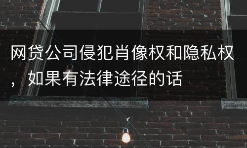 网贷公司侵犯肖像权和隐私权，如果有法律途径的话