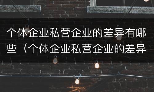 个体企业私营企业的差异有哪些（个体企业私营企业的差异有哪些呢）