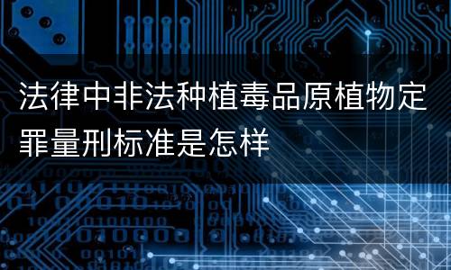 法律中非法种植毒品原植物定罪量刑标准是怎样