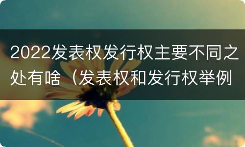 2022发表权发行权主要不同之处有啥（发表权和发行权举例）