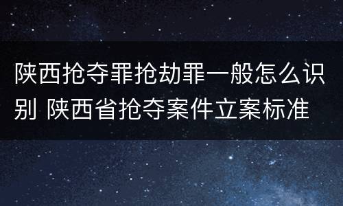 陕西抢夺罪抢劫罪一般怎么识别 陕西省抢夺案件立案标准