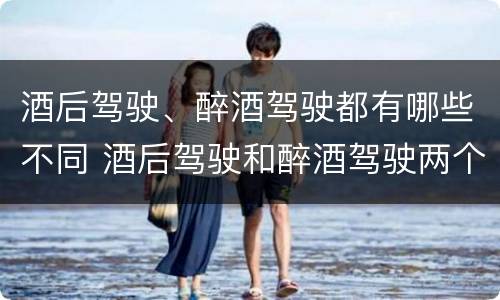 酒后驾驶、醉酒驾驶都有哪些不同 酒后驾驶和醉酒驾驶两个层次的划分依据