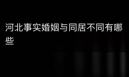 河北事实婚姻与同居不同有哪些
