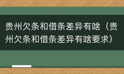 贵州欠条和借条差异有啥（贵州欠条和借条差异有啥要求）