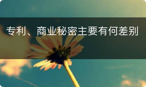 专利、商业秘密主要有何差别