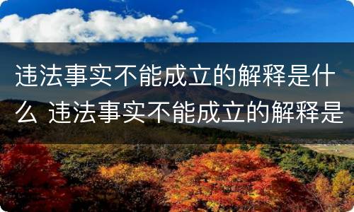 违法事实不能成立的解释是什么 违法事实不能成立的解释是什么规定